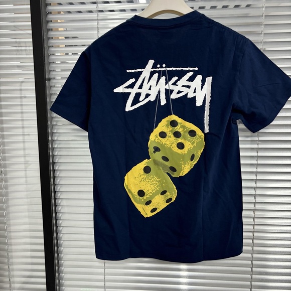 Stussy Blue Tee with Yellow Dice Design - Picture 1 of 5